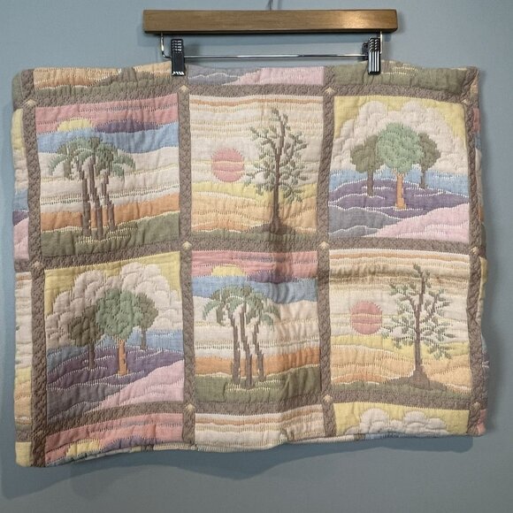 Vintage 70s 80s Pastel Pillow Sham Coastal Beach Theme by Revert Spain 26 x 20" - Picture 1 of 12